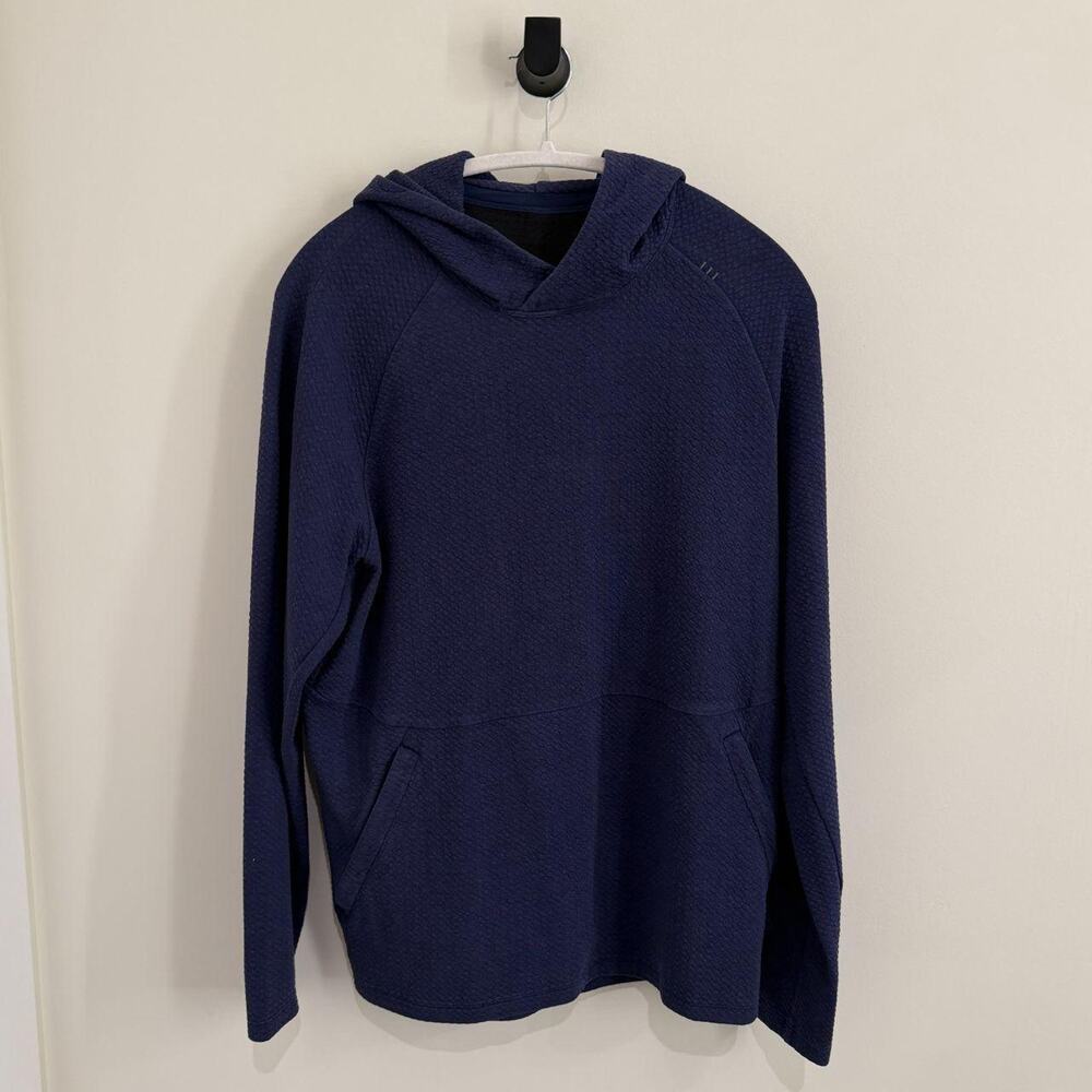 men's "Night Sea" dark blue LULULEMON At Ease hoodie pullover [M]